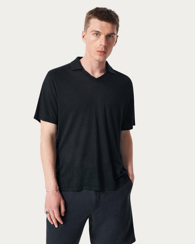 rag & bone Linen Johnny Collar Polo