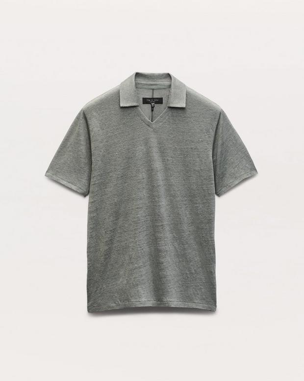 rag & bone Linen Johnny Collar Polo