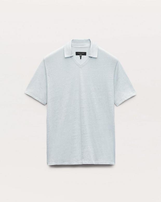 rag & bone Linen Johnny Collar Polo