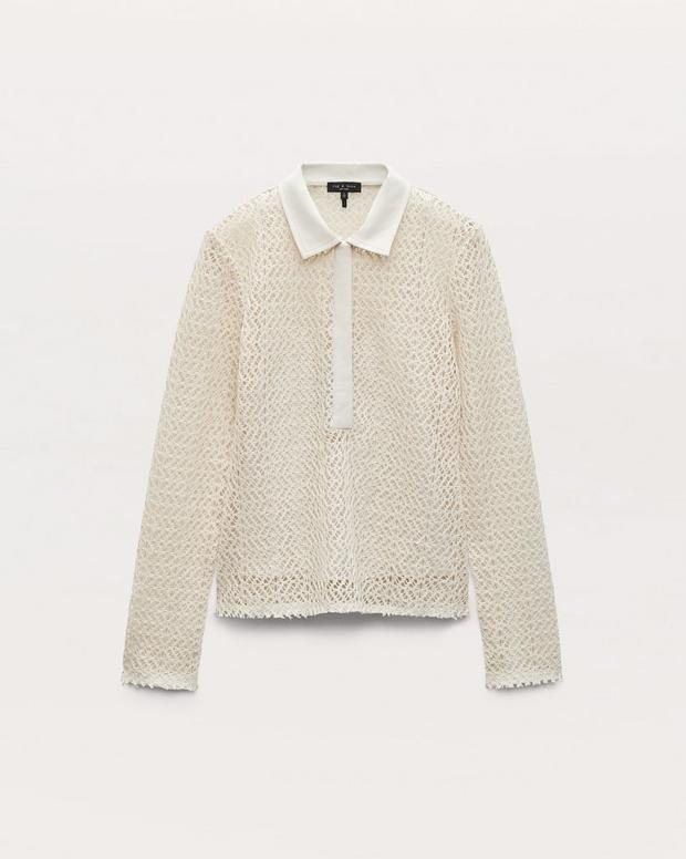 Rag & Bone Liv Mesh Polo Shirt