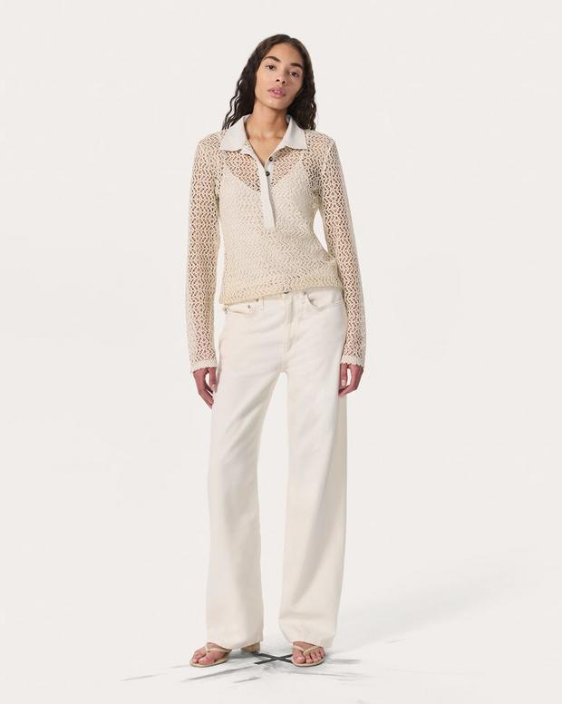 Rag & Bone Liv Mesh Polo Shirt