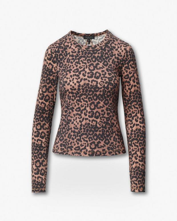 Rag & Bone Luca Leopard-Print Long-Sleeve Tee