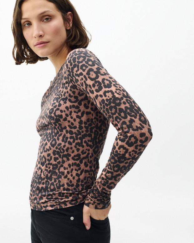 rag & bone Luca Leopard-Print Long-Sleeve Tee