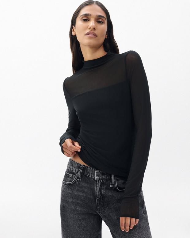 rag & bone Luca Mixed-Media Mockneck