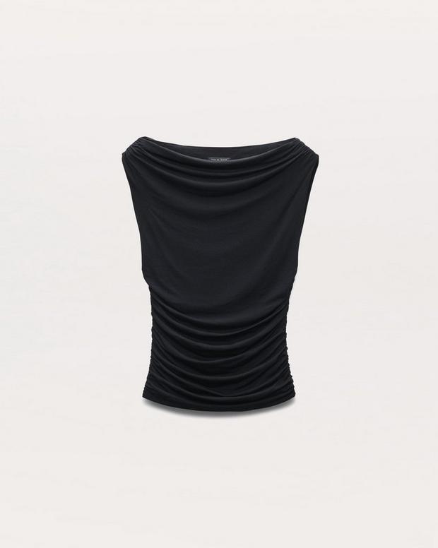 Rag & Bone Luca Shirred Scoop-Neck Top