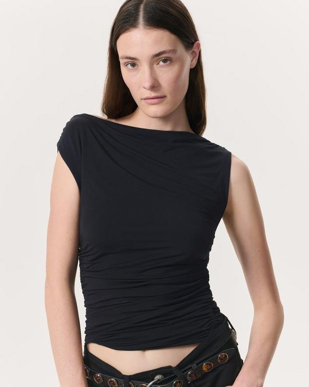 Rag & Bone Luca Shirred Scoop-Neck Top
