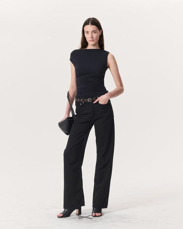 Rag & Bone Luca Shirred Scoop-Neck Top