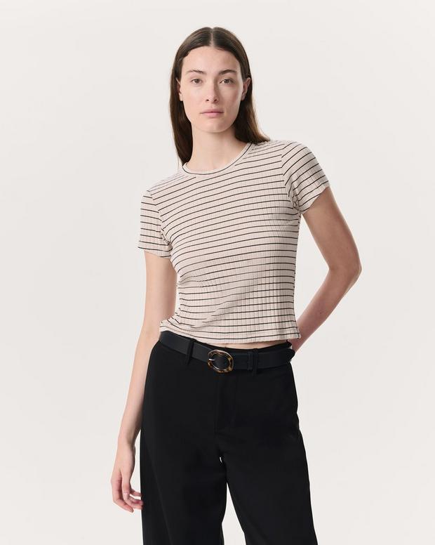 rag & bone Luca Striped Ribbed-Knit Baby T-Shirt