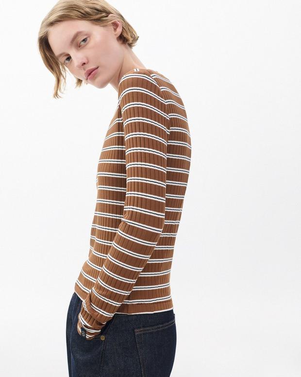 Rag & Bone Luca Striped Ribbed Long-Sleeve Tee