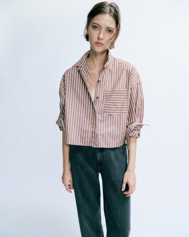 Rag & Bone Marin Cropped Striped Shirt