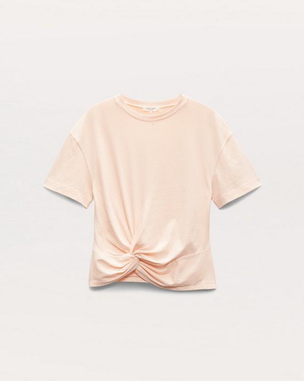 Rag & Bone Mica Twist-Detail Draped Cotton T-Shirt