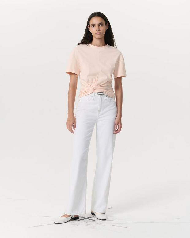 Rag & Bone Mica Twist-Detail Draped Cotton T-Shirt