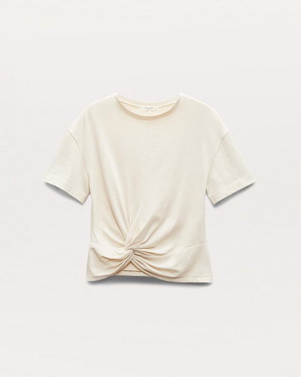Rag & Bone Mica Twist-Detail Draped Cotton T-Shirt