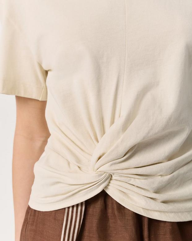 Rag & Bone Mica Twist-Detail Draped Cotton T-Shirt
