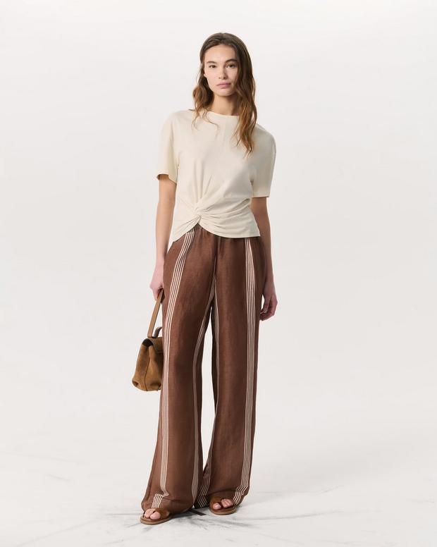 Rag & Bone Mica Twist-Detail Draped Cotton T-Shirt