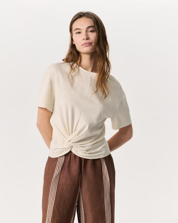 rag & bone Mica Twist-Detail Draped Cotton T-Shirt
