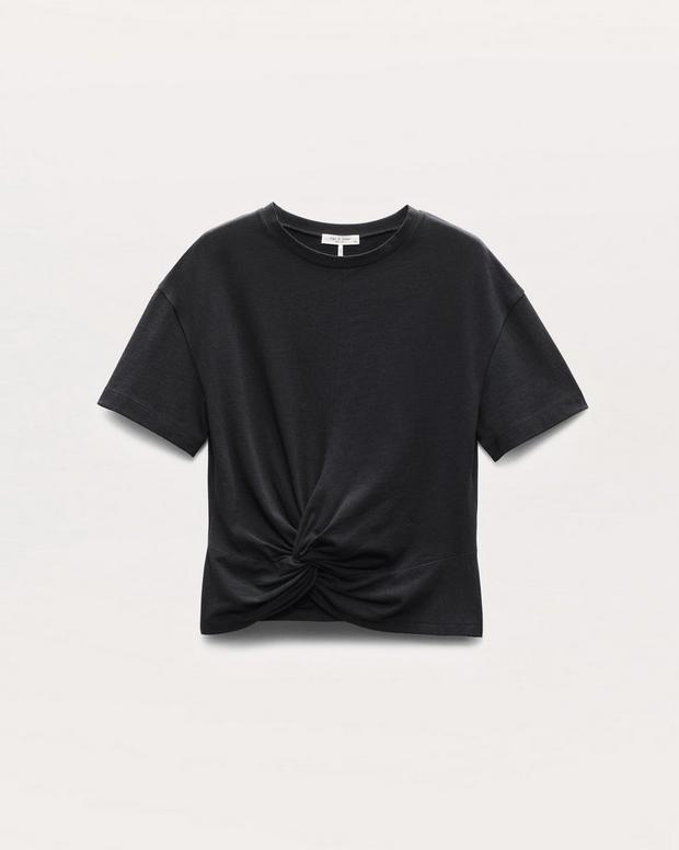 Rag & Bone Mica Twist-Detail Draped Cotton T-Shirt
