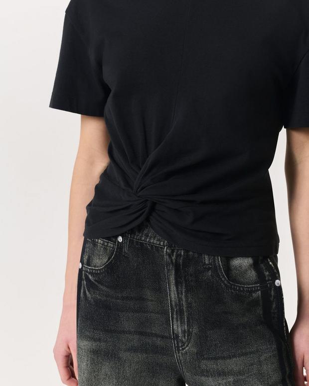 Rag & Bone Mica Twist-Detail Draped Cotton T-Shirt