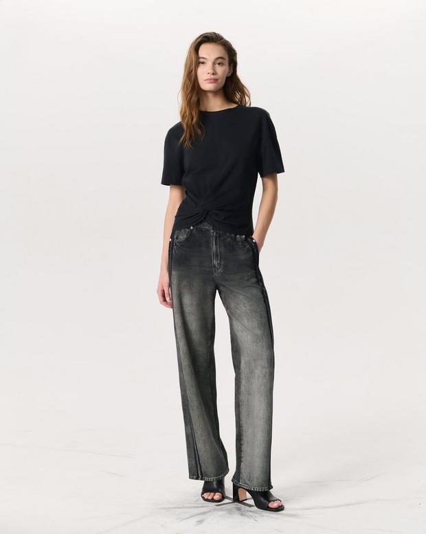 Rag & Bone Mica Twist-Detail Draped Cotton T-Shirt