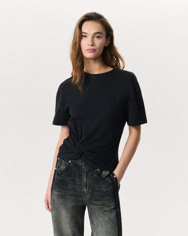 rag & bone Mica Twist-Detail Draped Cotton T-Shirt