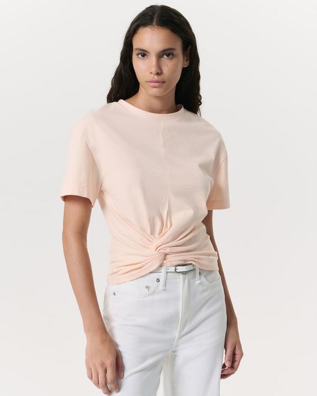 rag & bone Mica Twist-Detail Draped Cotton T-Shirt