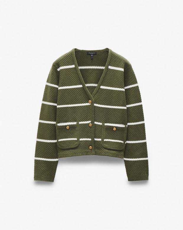 Rag & Bone Peggy Striped Wool V-Neck Cardigan