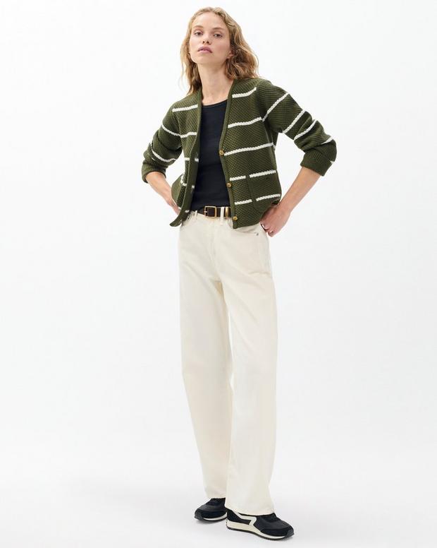 Rag & Bone Peggy Striped Wool V-Neck Cardigan