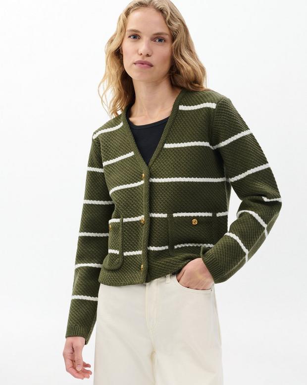 Rag & Bone Peggy Striped Wool V-Neck Cardigan