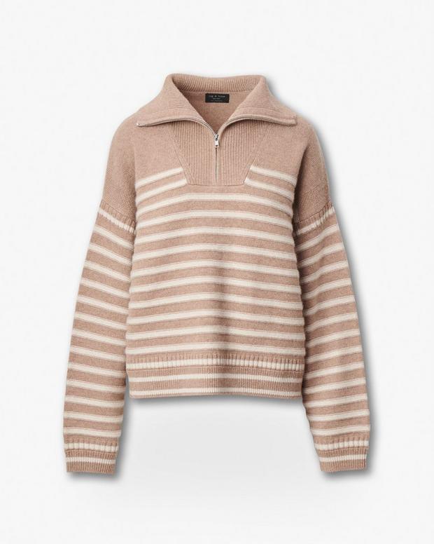 Rag & Bone Raven Wool-Cashmere Half-Zip Sweater