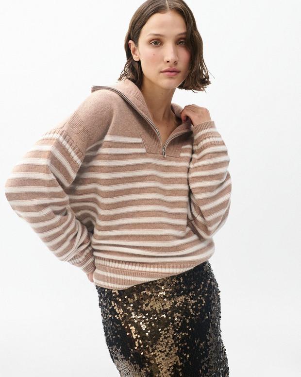 rag & bone Raven Wool-Cashmere Half-Zip Sweater