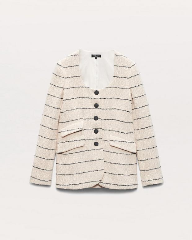 Rag & Bone Roslyn Cotton Tweed Scoop-Neck Blazer