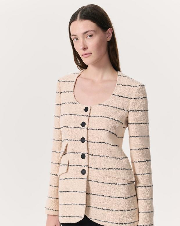 Rag & Bone Roslyn Cotton Tweed Scoop-Neck Blazer