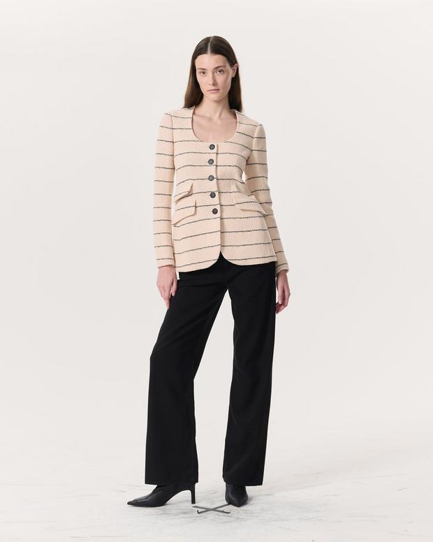 Rag & Bone Roslyn Cotton Tweed Scoop-Neck Blazer