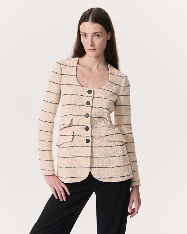 rag & bone Roslyn Cotton Tweed Scoop-Neck Blazer