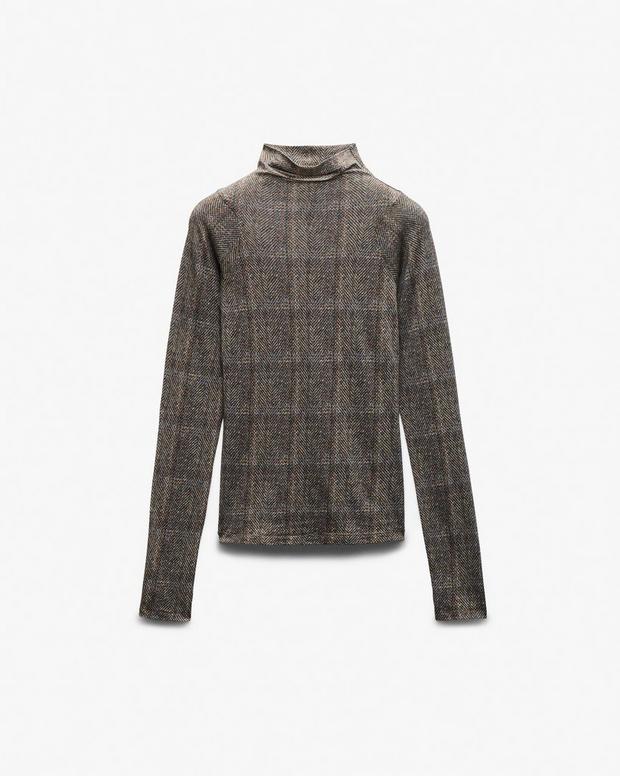 Rag & Bone Shaw Plaid Turtleneck Tee