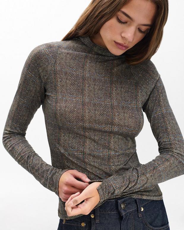 Rag & Bone Shaw Plaid Turtleneck Tee