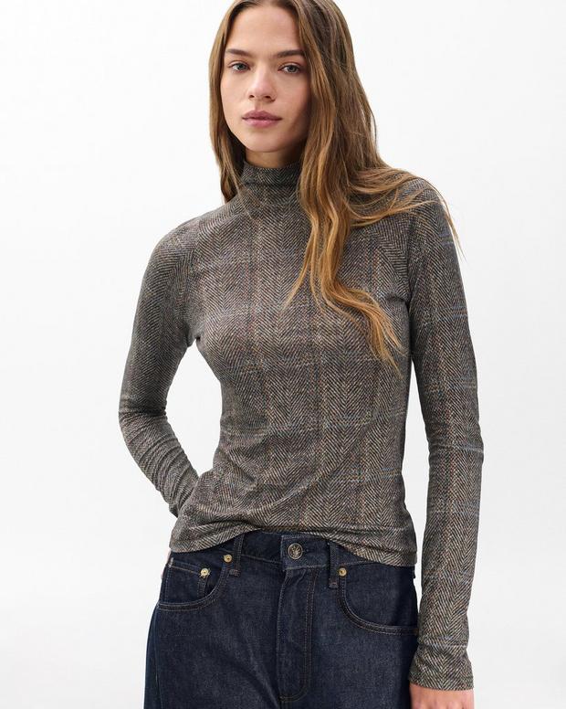rag & bone Shaw Plaid Turtleneck Tee