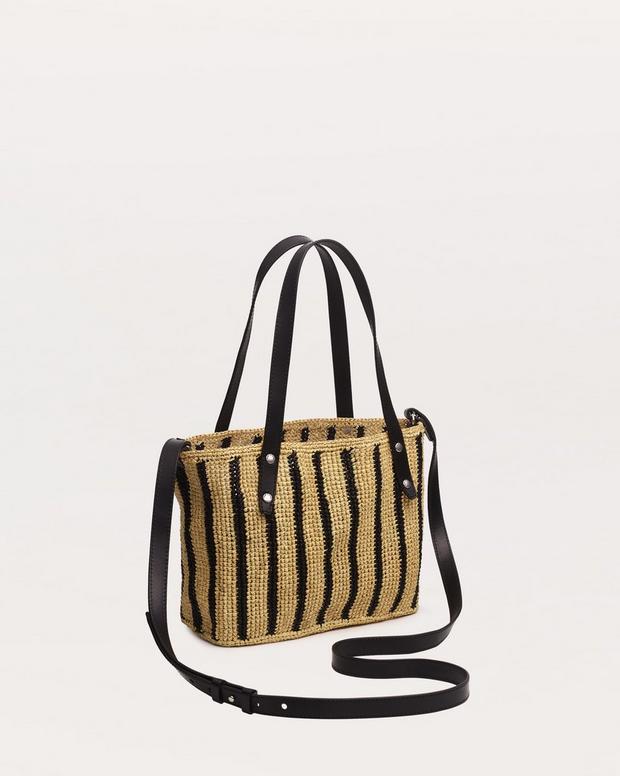 Rag & Bone Small Striped Straw Tote Bag