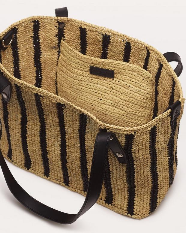 Rag & Bone Small Striped Straw Tote Bag