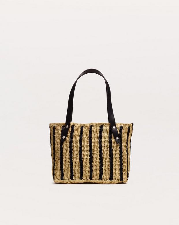rag & bone Small Striped Straw Tote Bag