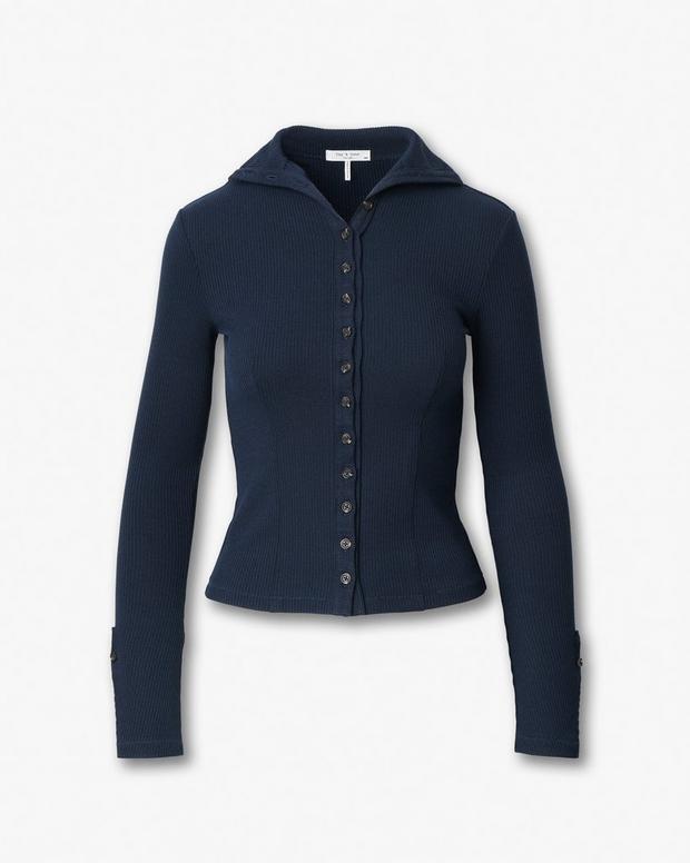 Rag & Bone The Knit Ribbed Buttoned Cardigan