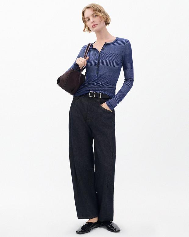 Rag & Bone The Knit Striped Ribbed Henley