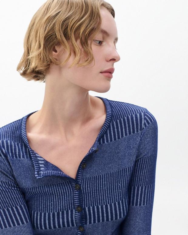 Rag & Bone The Knit Striped Ribbed Henley