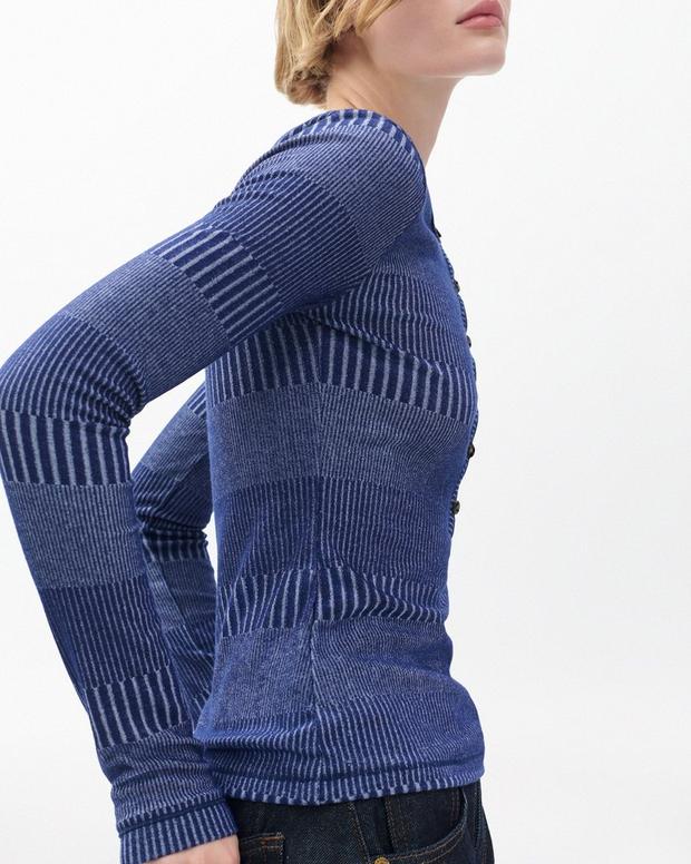 Rag & Bone The Knit Striped Ribbed Henley