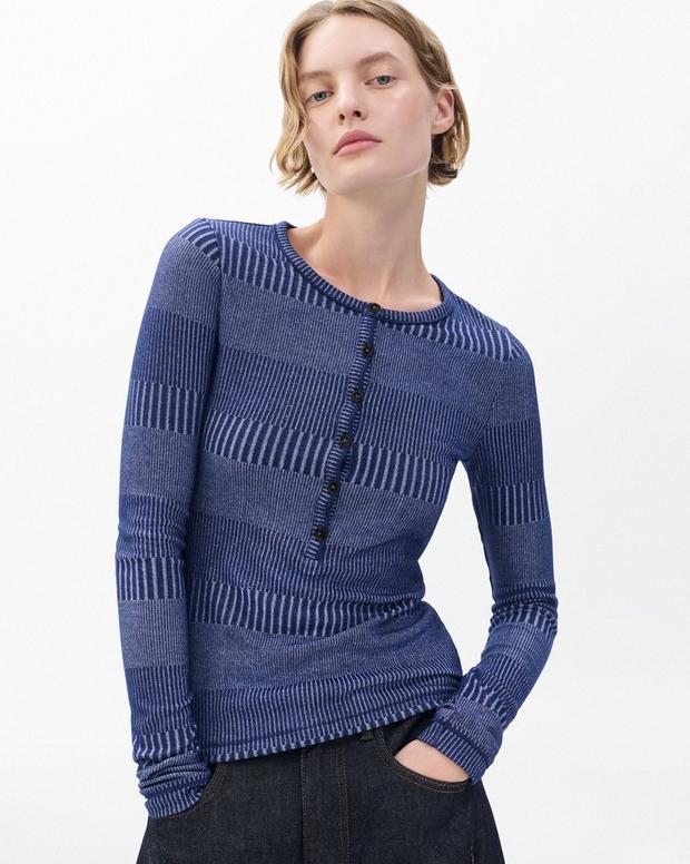 rag & bone The Knit Striped Ribbed Henley