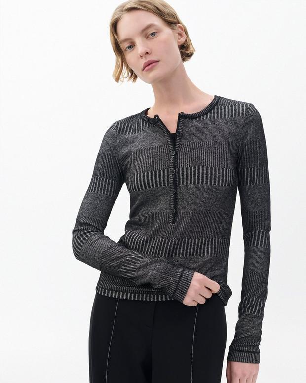 rag & bone The Knit Striped Ribbed Henley