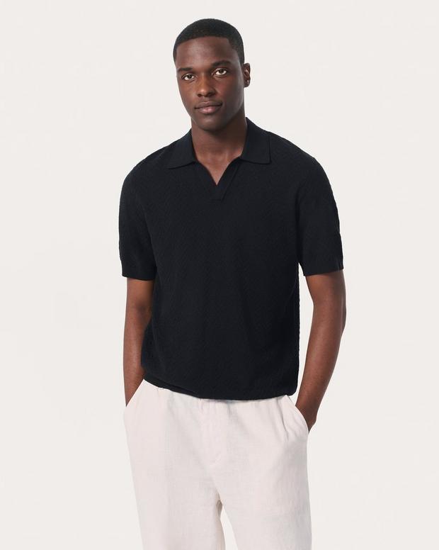 Rag & Bone Zuma Herringbone Knit Polo Shirt