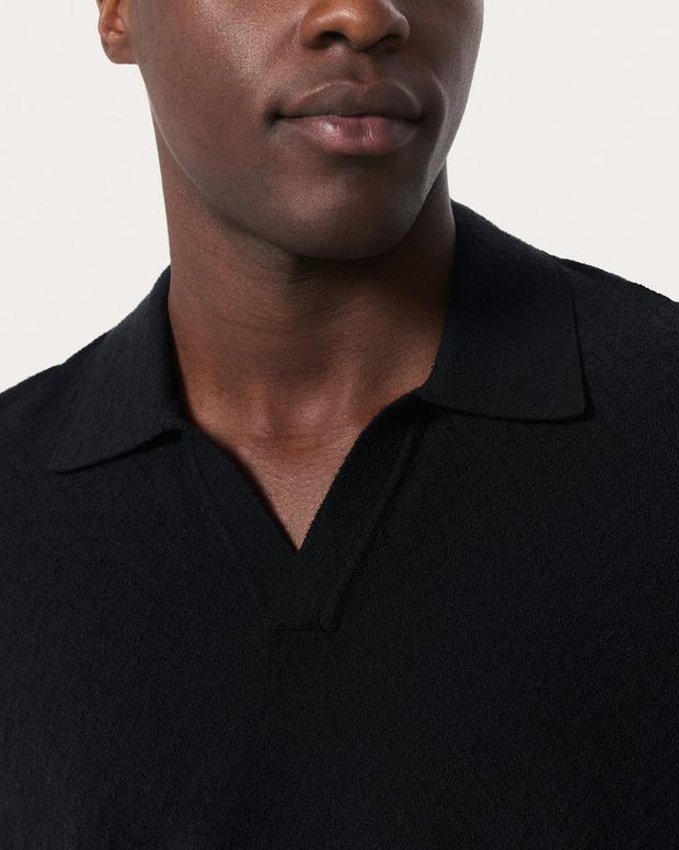 Rag & Bone Zuma Herringbone Knit Polo Shirt