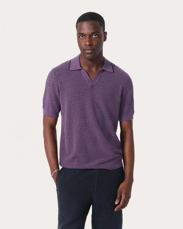 Rag & Bone Zuma Herringbone Knit Polo Shirt