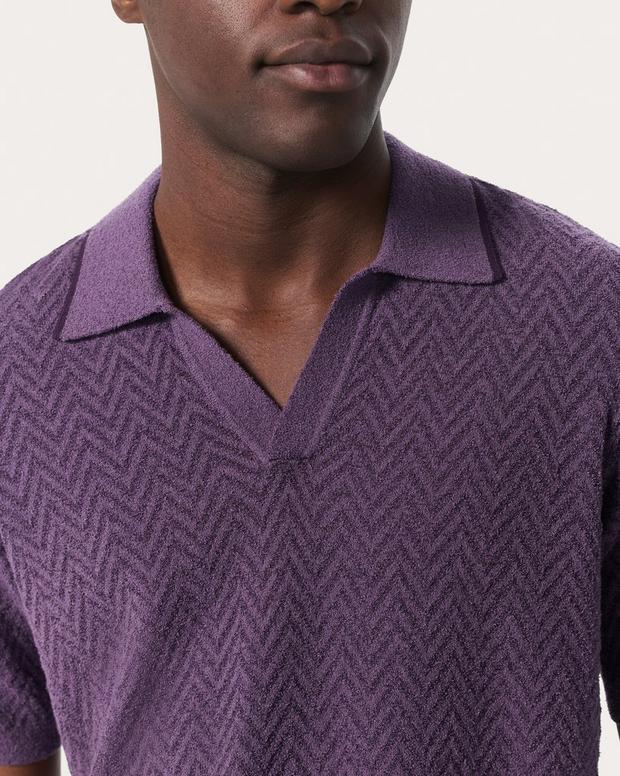 Rag & Bone Zuma Herringbone Knit Polo Shirt